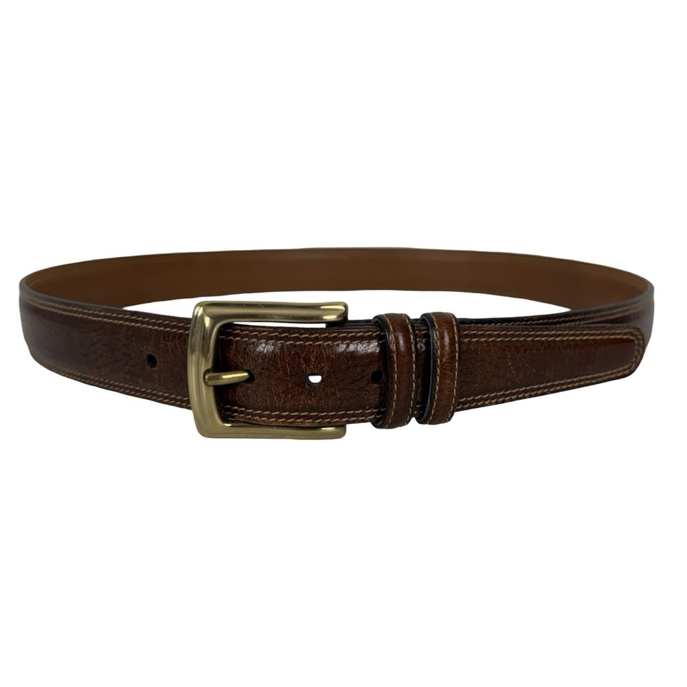 Trafalgar Mens 34 Leather Belt Brown Bos Indicus Brangus Vintage Glazed Shrunken